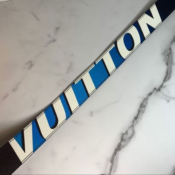 Louis Vuitton Bag Strap Black/Blue Race Collection Shoulder Bandouliere Monogram - Picture 6 of 10